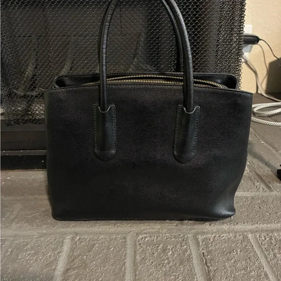 Furla Black Saffiano Leather Tote with Gold Charm - Picture 2 of 5